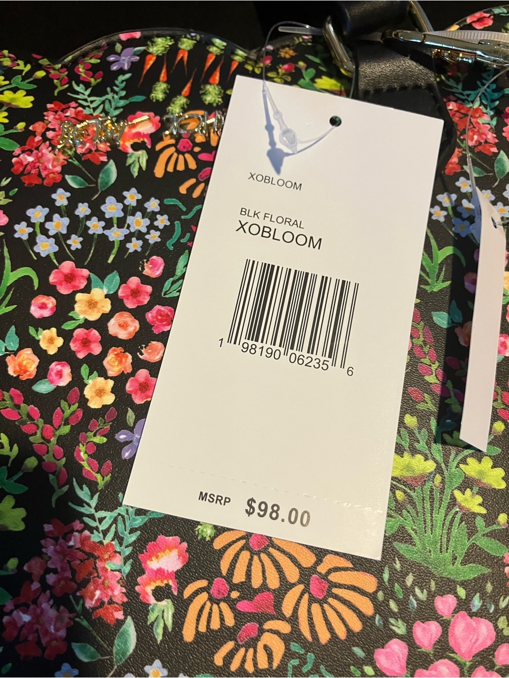 Betsey Johnson Black Floral Multicolor Shopper Tote - Picture 2 of 6